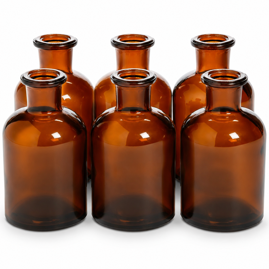 Baltic Amber Clear Glass Bud Vases (SET OF 6)