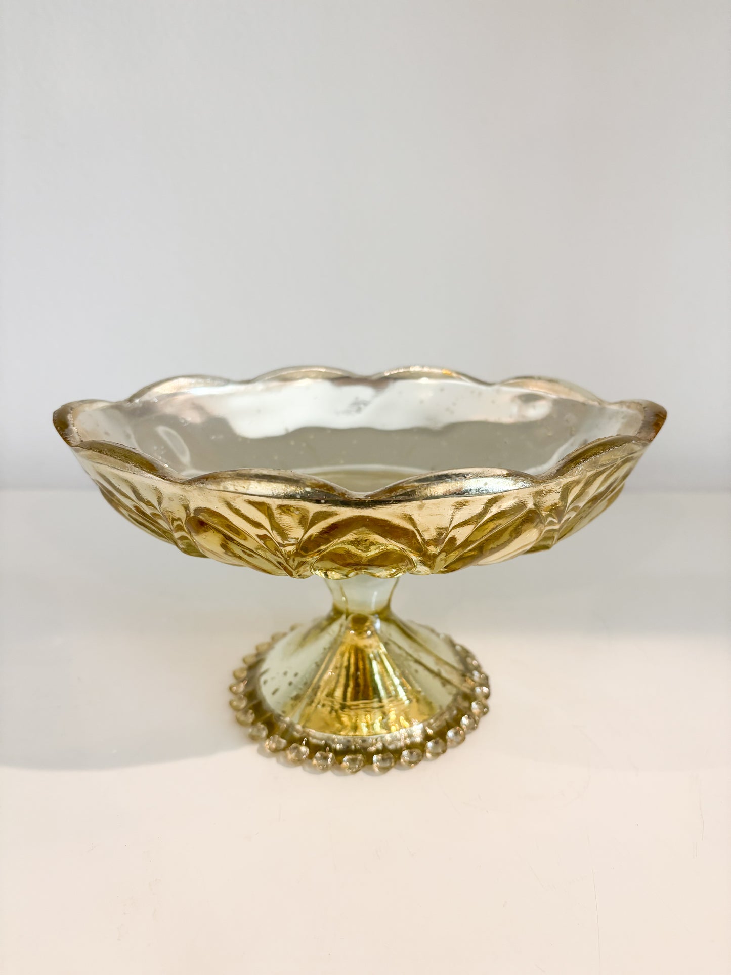 Bellara Handcrafted Gold Mercury Glass Oval Compote Vase