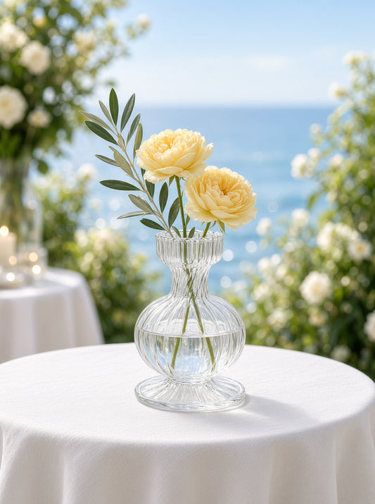 Boutique Mouth-Blown Clear Glass Bud Vase Set (SET OF 2)