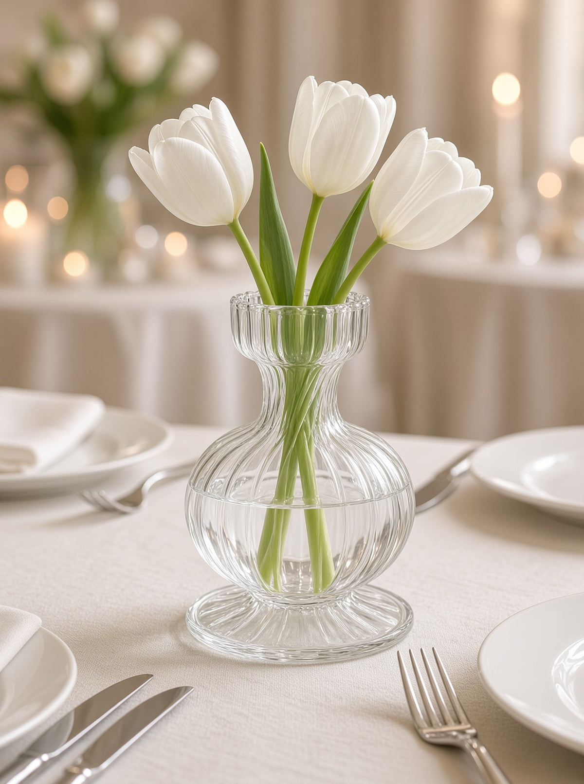 Boutique Mouth-Blown Clear Glass Bud Vase Set (SET OF 2)