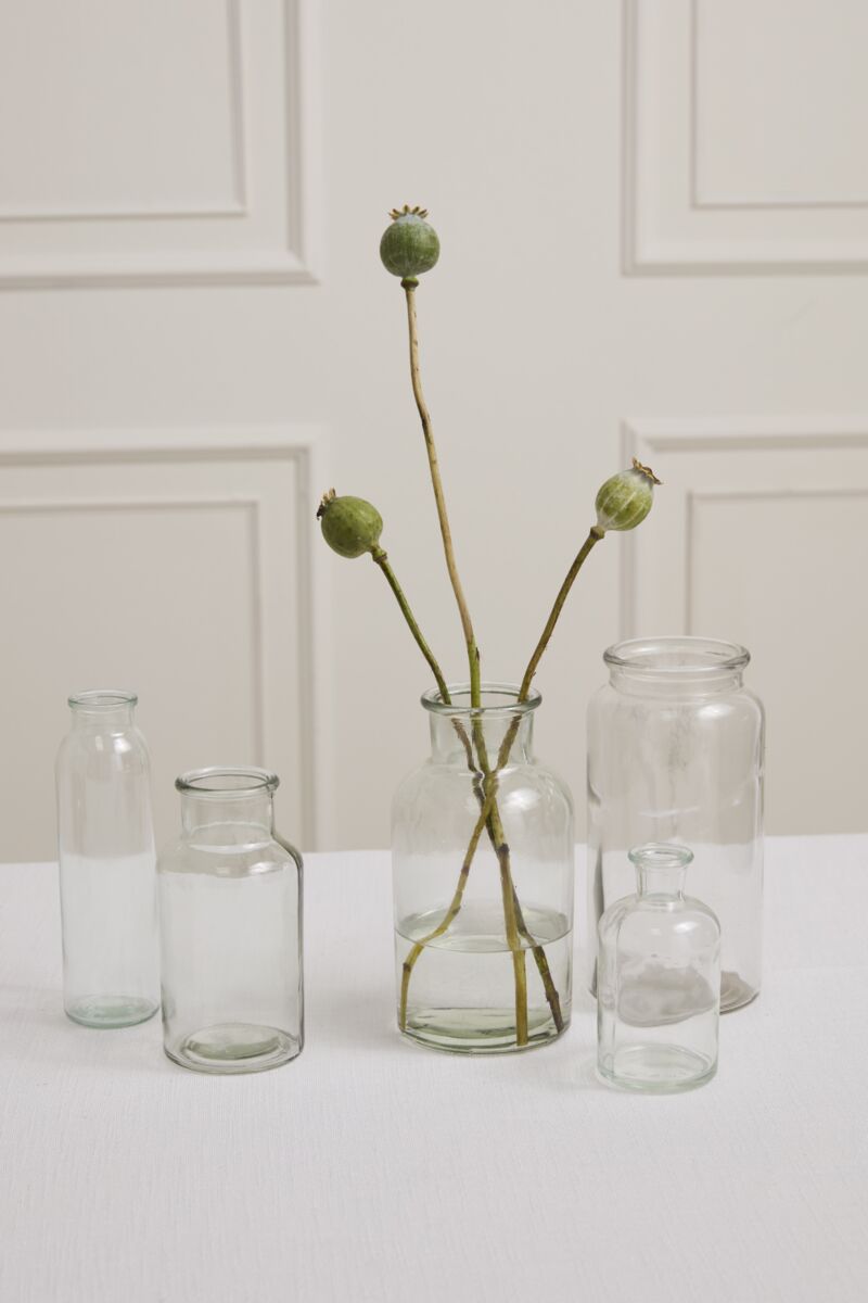 Millie Handcrafted Clear Glass Bud Vase Bottle Set (Set of 2)