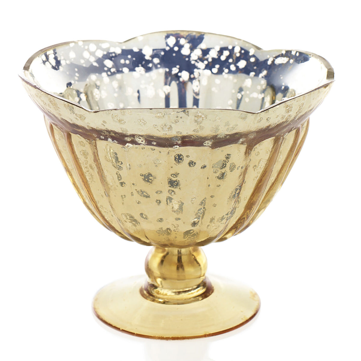 Carraway Large Gold Mercury Glass Compote Vase Bowl