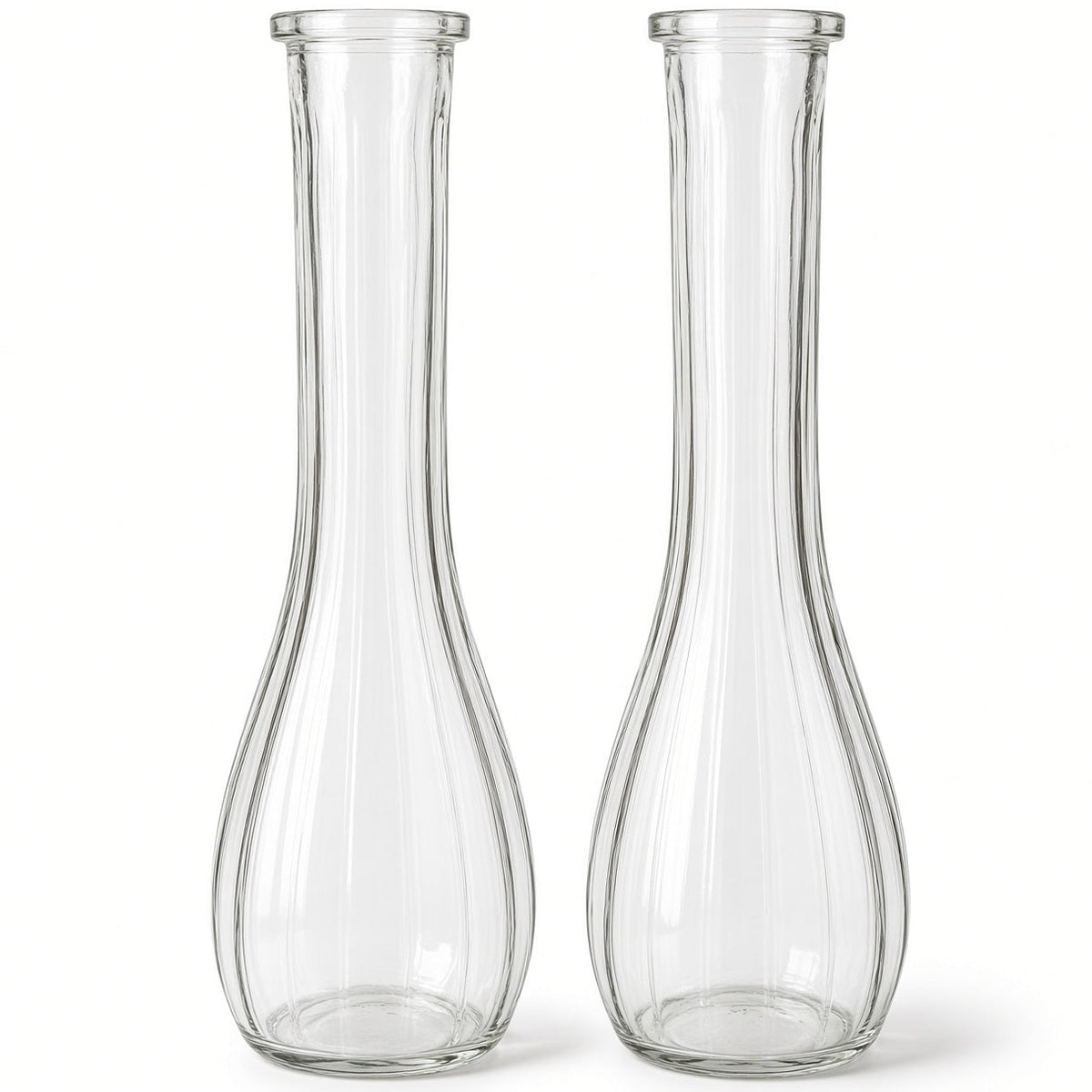 Poppy Tall Clear Glass Bottle Bud Vase Set (SET OF 2)