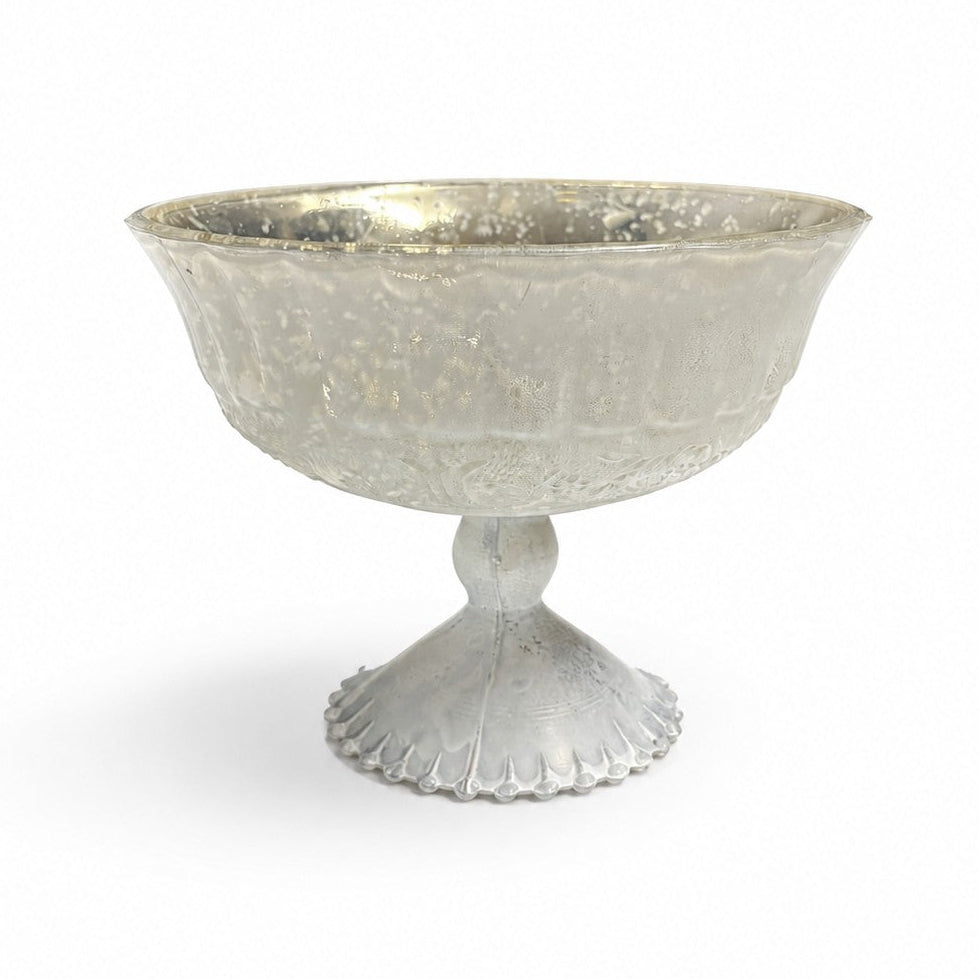 Princess White Mercury Glass Compote Vase