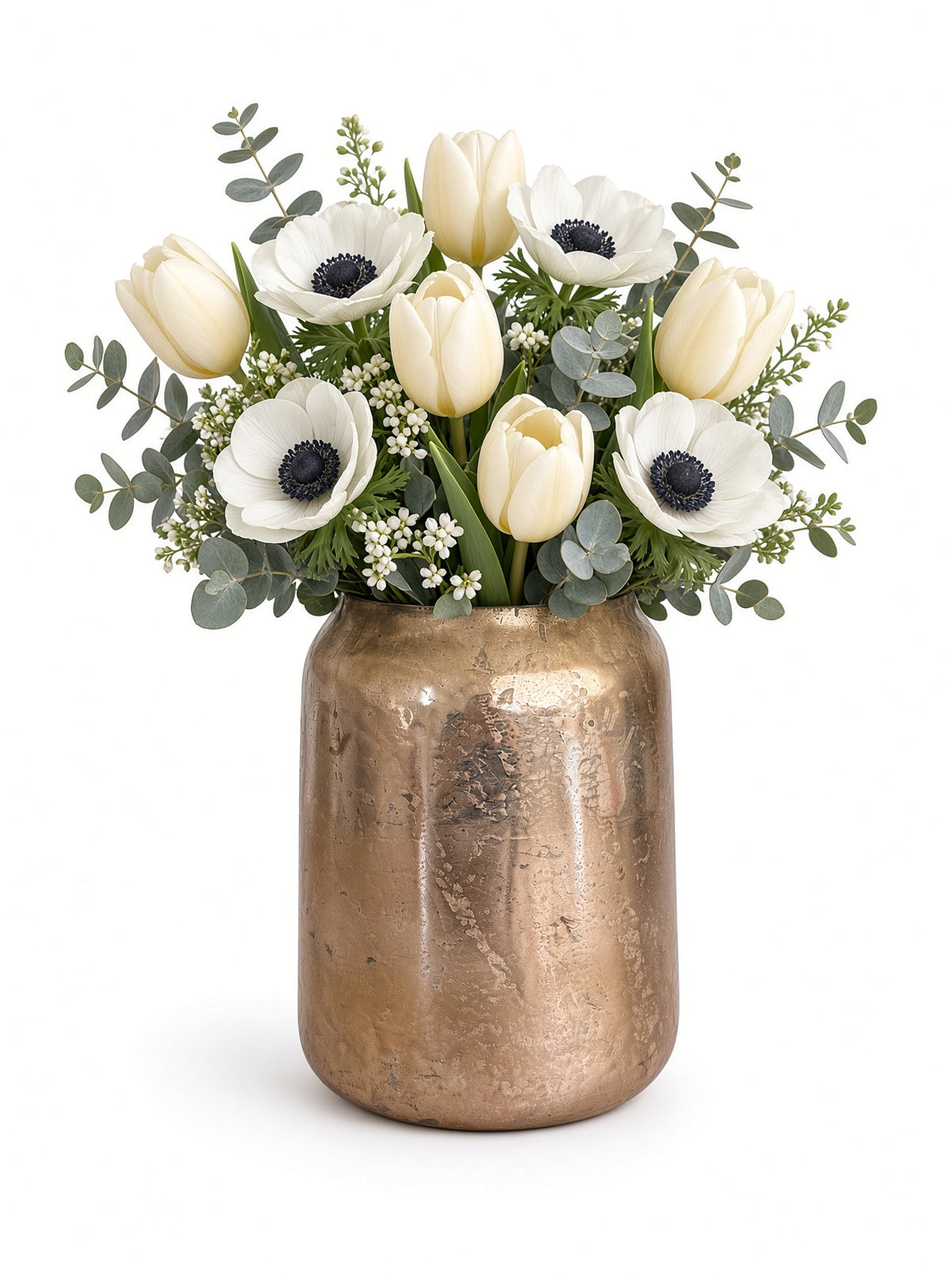 Rosalie Metallic Rose Gold Mercury Glass Urn Vase & Pitcher