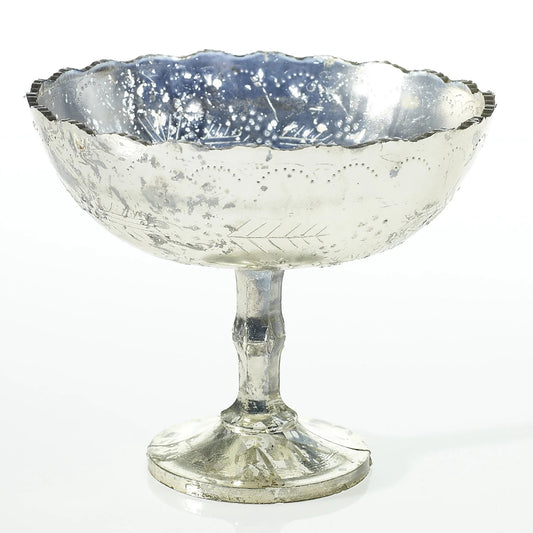 Silver Mercury Glass Compote Vase