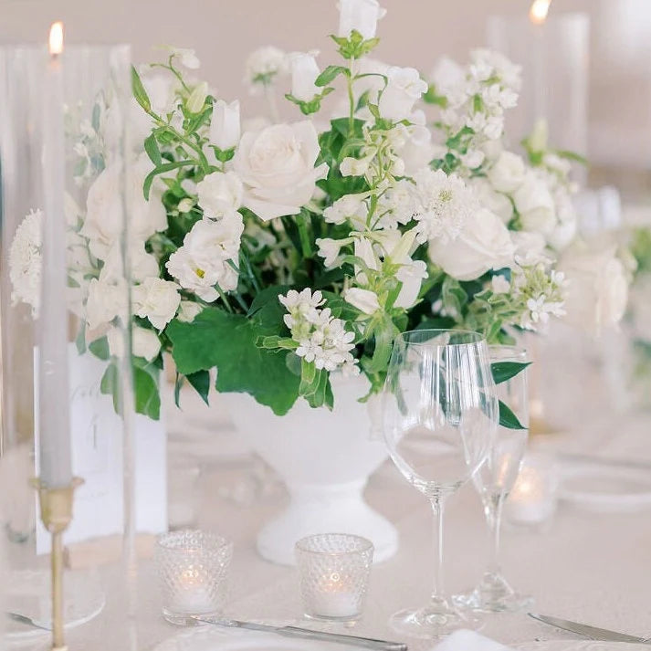 Modern White Ceramic Centerpiece Compote Vase