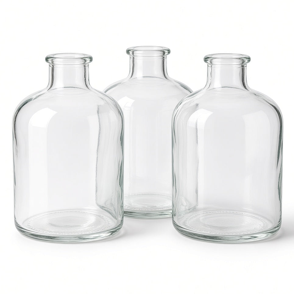 Alana Clear Glass Bud Vases Bottle Set (SET OF 3)