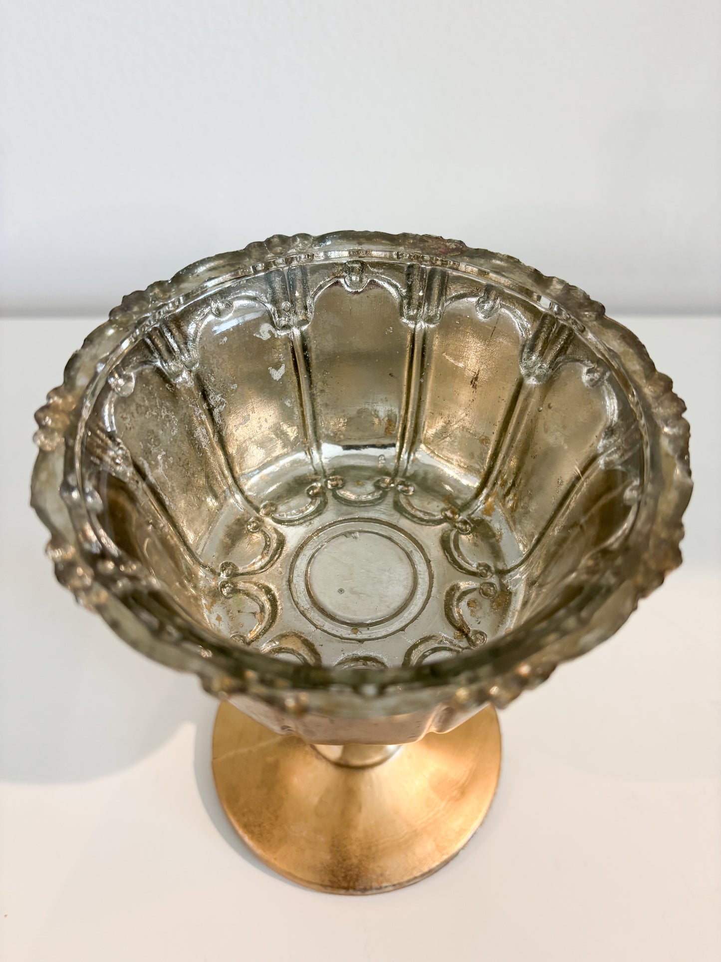 Amara Handmade Gold Glass Compote Vase