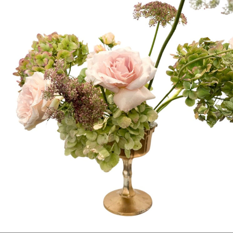 Amara Handmade Gold Glass Compote Vase