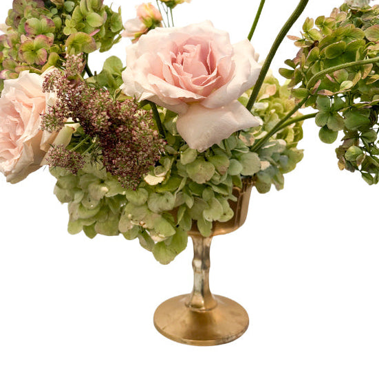 Amara Handmade Gold Glass Compote Vase