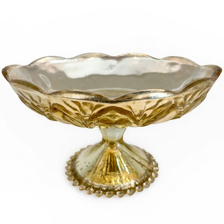 Bellara Handcrafted Gold Mercury Glass Oval Compote Vase