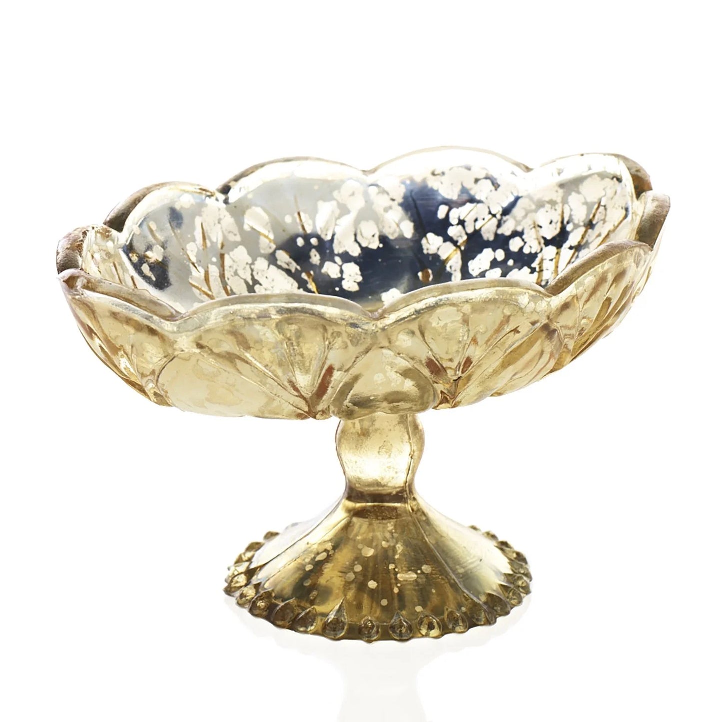 Bellara Handcrafted Gold Mercury Glass Oval Compote Vase
