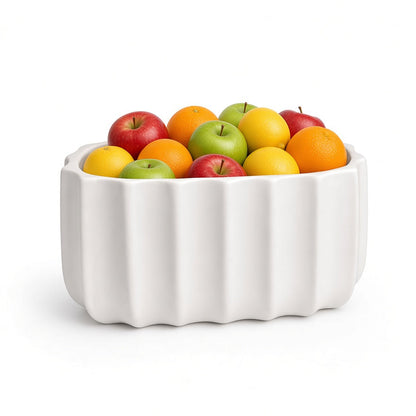 Bianca White Dolomite Ceramic Oval Bowl Vase Pot