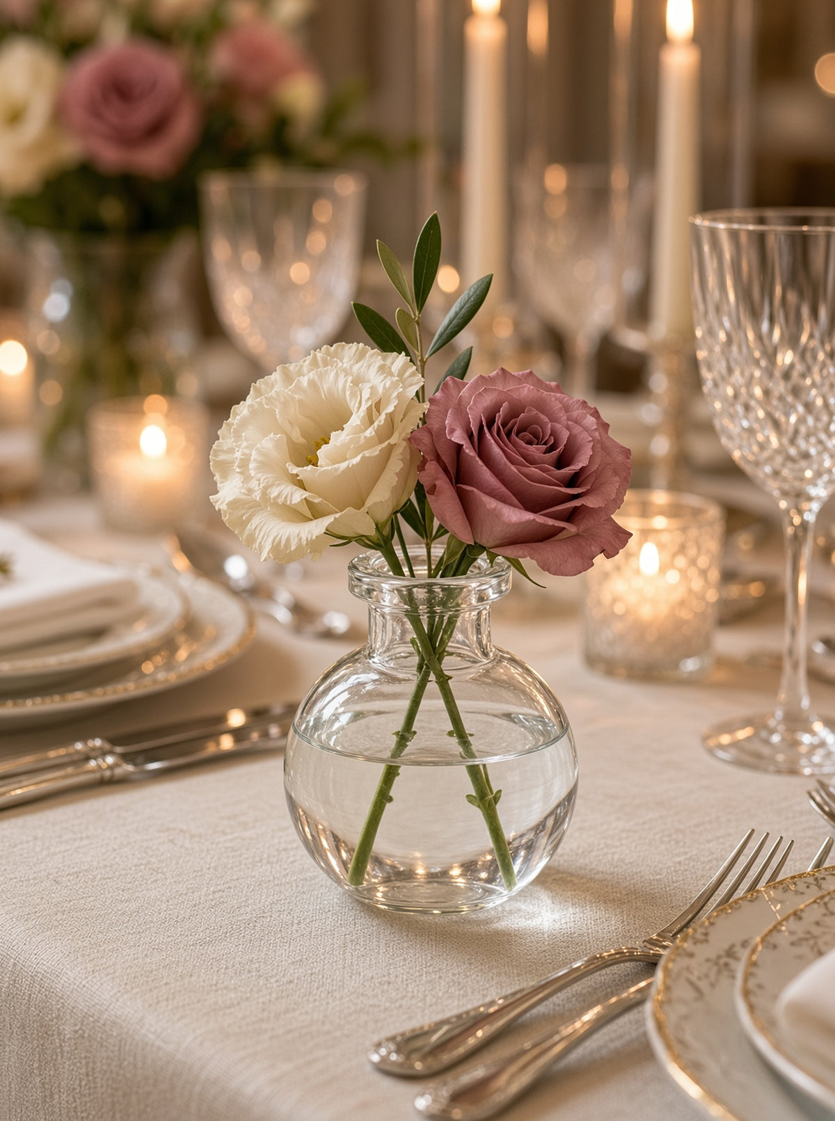 Blossom Bubble Clear Glass Bud Vase Set (SET OF 4)