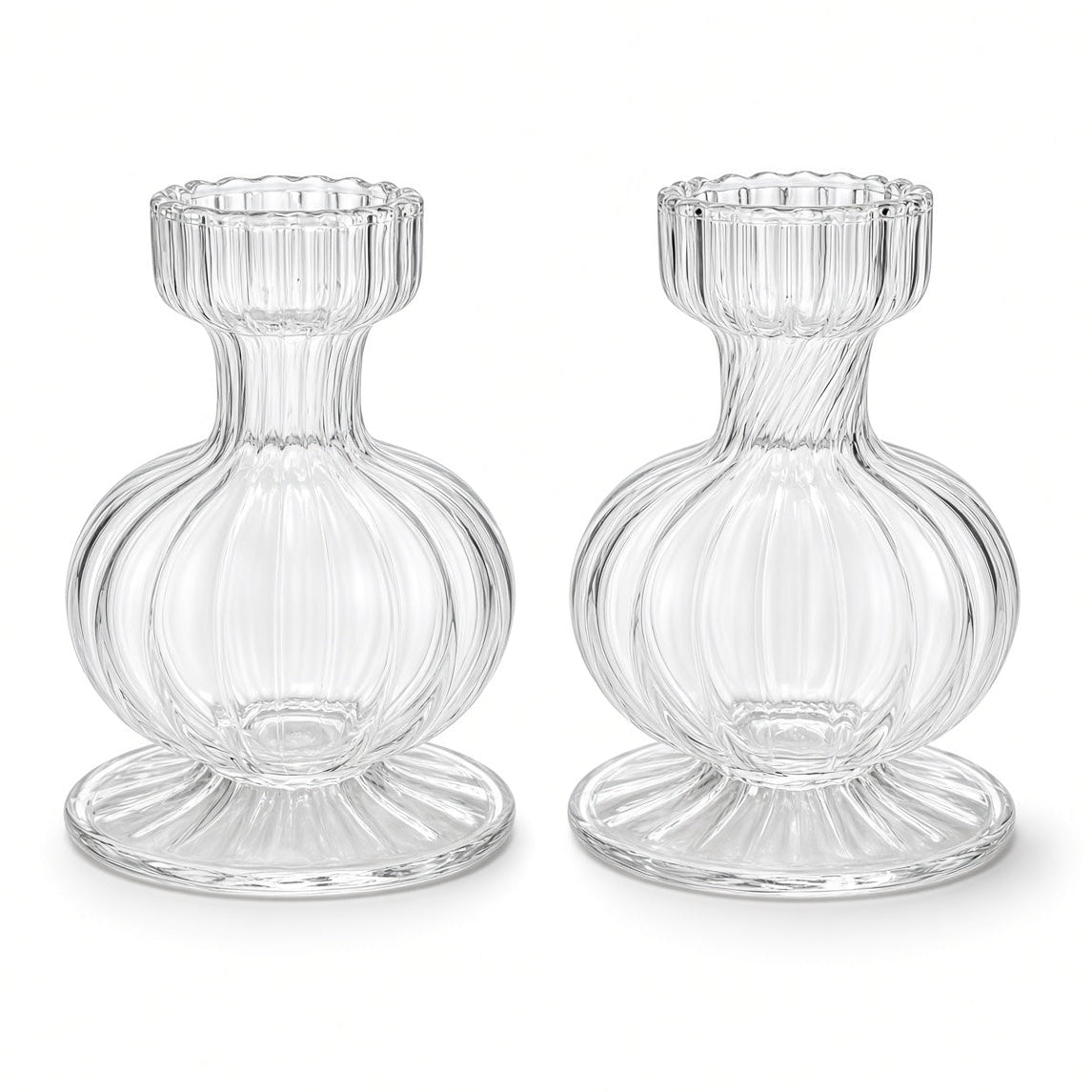 Boutique Mouth-Blown Clear Glass Bud Vase Set (SET OF 2)