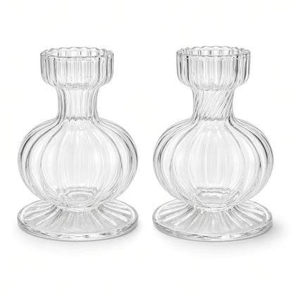 Boutique Mouth-Blown Clear Glass Bud Vase Set (SET OF 2)