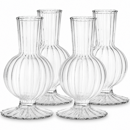 Boutique Mouth-Blown Clear Glass Bud Vase Set (SET OF 4)
