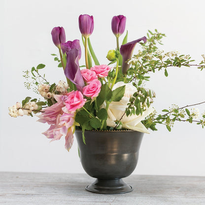 Celene Handcrafted Metal Pedestal Compote Vase
