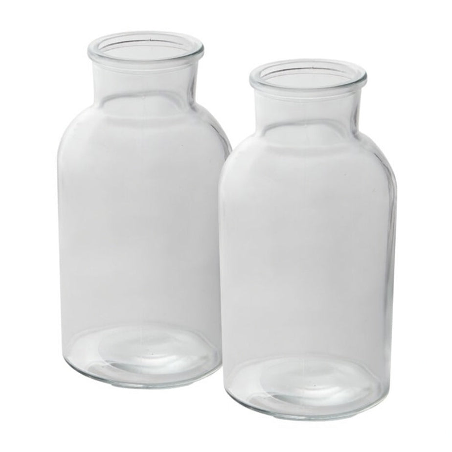 Millie Handcrafted Clear Glass Bud Vase Bottle Set (Set of 2)