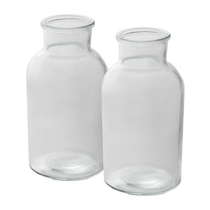 Millie Handcrafted Clear Glass Bud Vase Bottle Set (Set of 2)