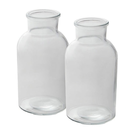 Millie Handcrafted Clear Glass Bud Vase Bottle Set (Set of 2)