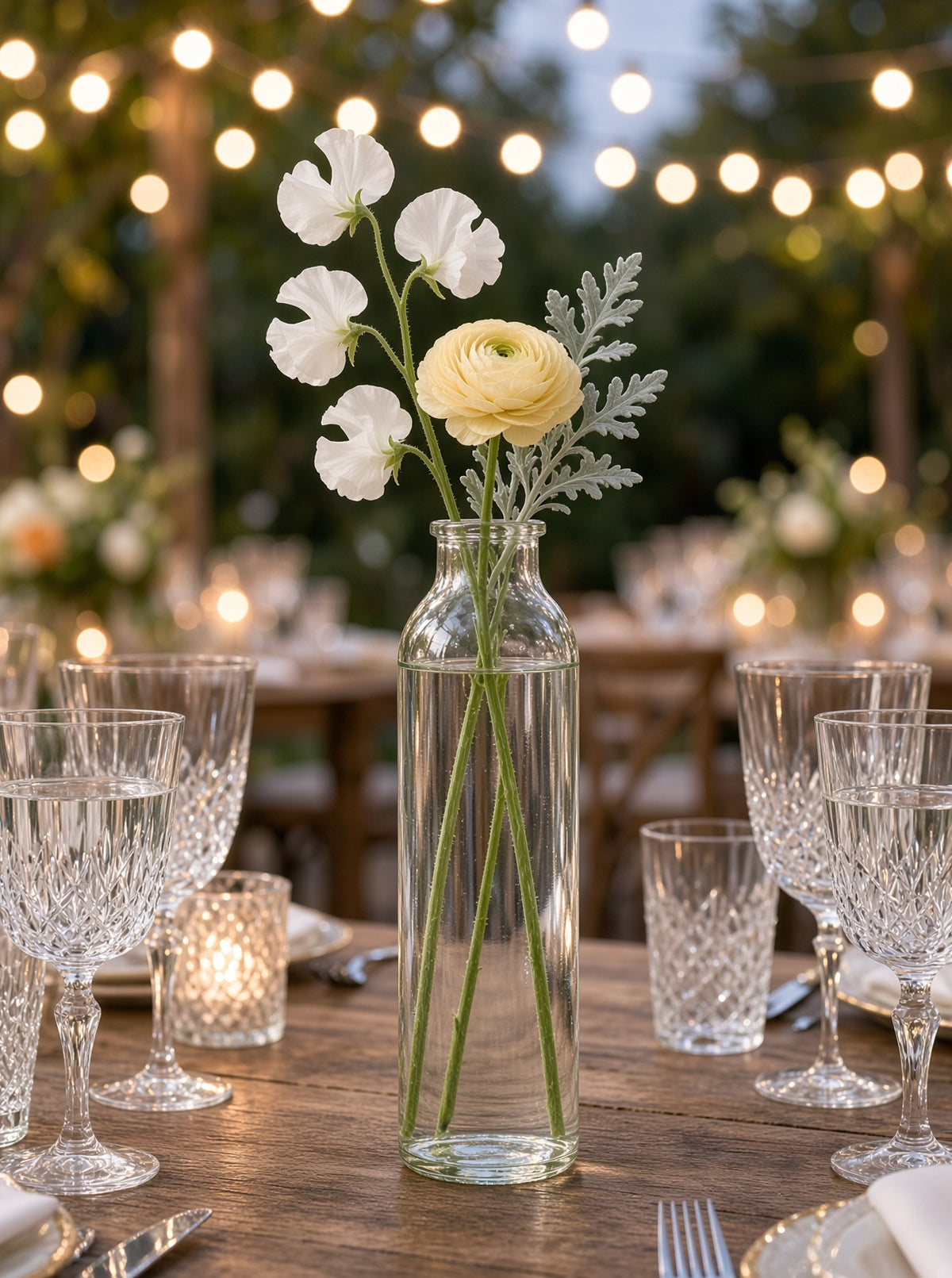 Daisy Clear Glass Bottle Bud Vase Set (SET OF 2)