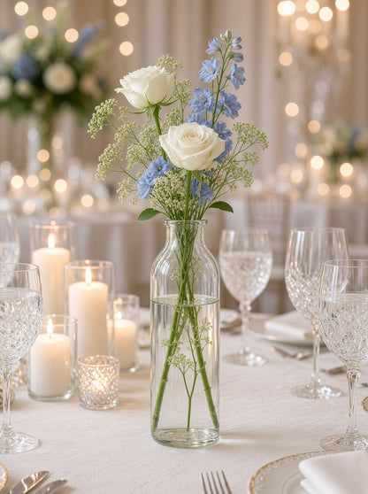 Daisy Clear Glass Bottle Bud Vase Set (SET OF 2)