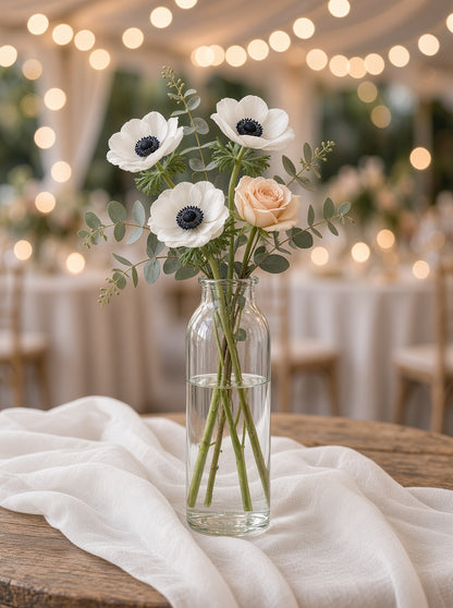 Daisy Clear Glass Bottle Bud Vase Set (SET OF 2)