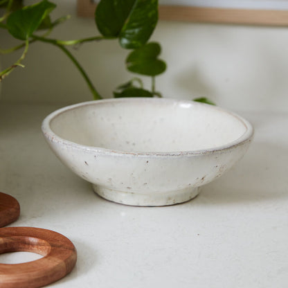 Davina Large White Ceramic Low Compote Bowl