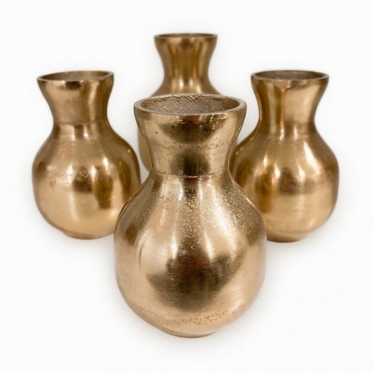 Evora Unique Gold Metal Bud Vase Set (Set of 4)