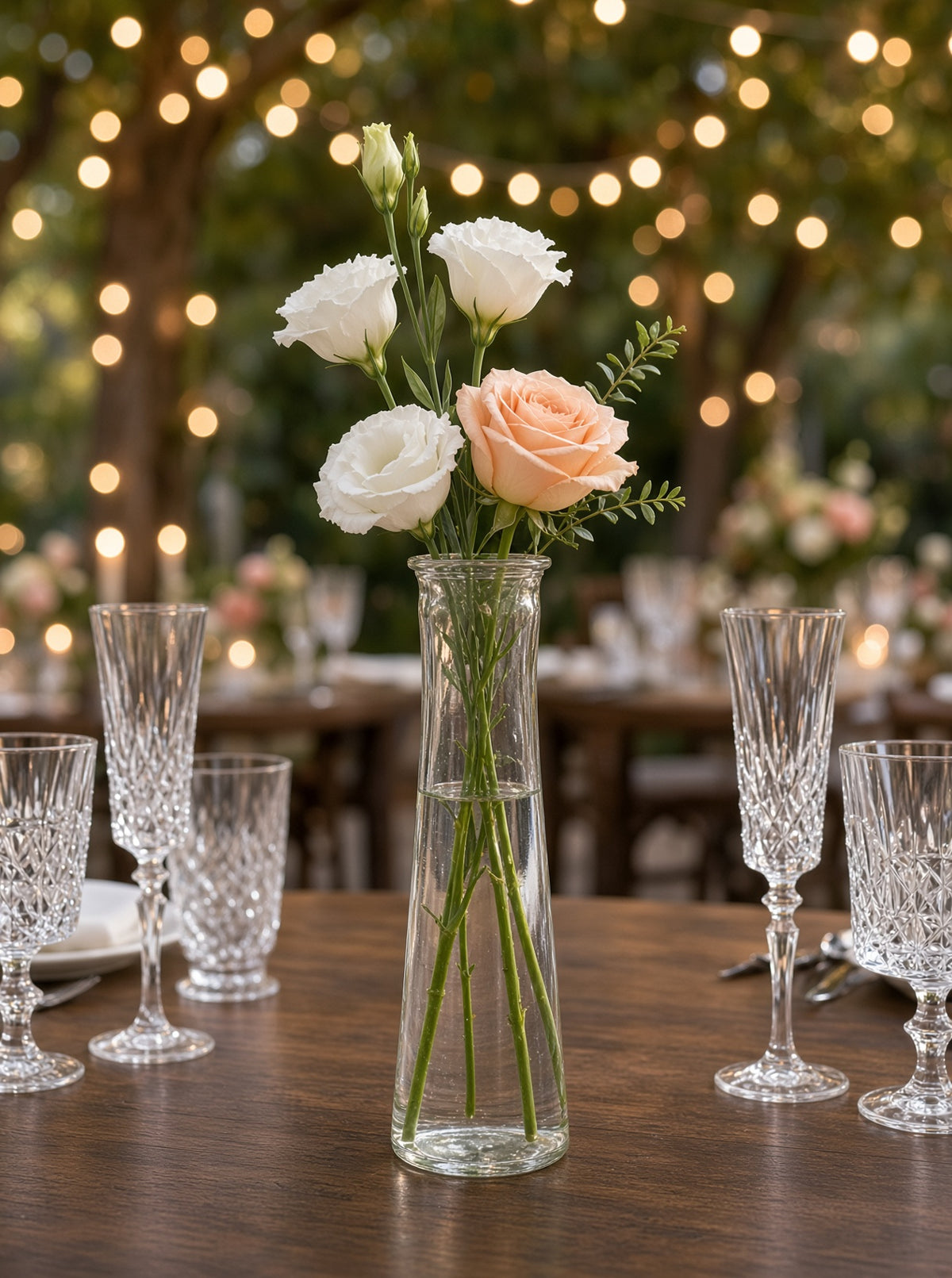 Fiora Tall Clear Glass Bottle Bud Vase Set (SET OF 2)