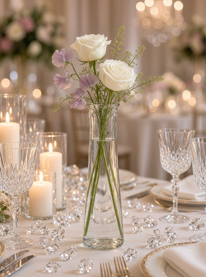 Fiora Tall Clear Glass Bottle Bud Vase Set (SET OF 2)