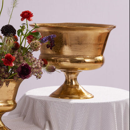 Florentine Large Oval Gold Metal Urn Vase Vessel