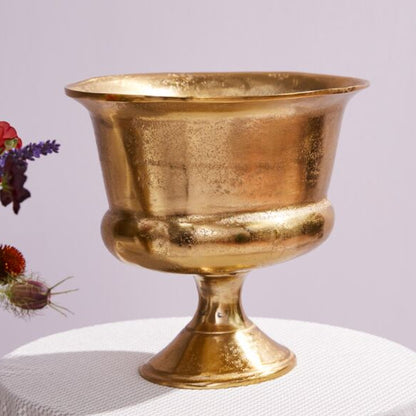 Florentine Large Oval Gold Metal Urn Vase Vessel