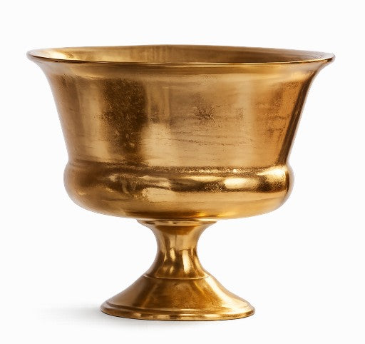 Florentine Large Oval Gold Metal Urn Vase Vessel
