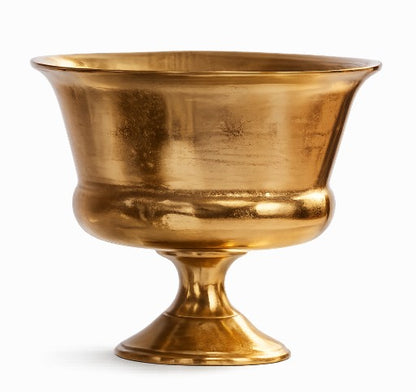 Florentine Large Oval Gold Metal Urn Vase Vessel