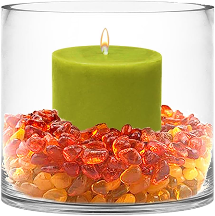Hand-Blown Clear Glass Cylinder Vase