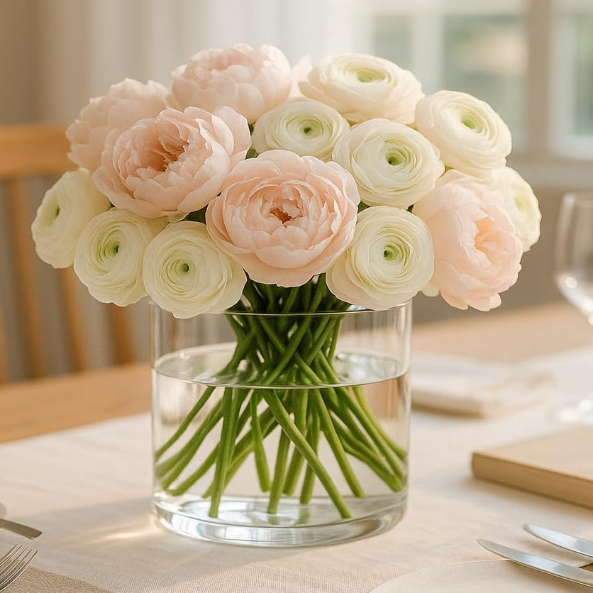 Hand-Blown Clear Glass Cylinder Vase