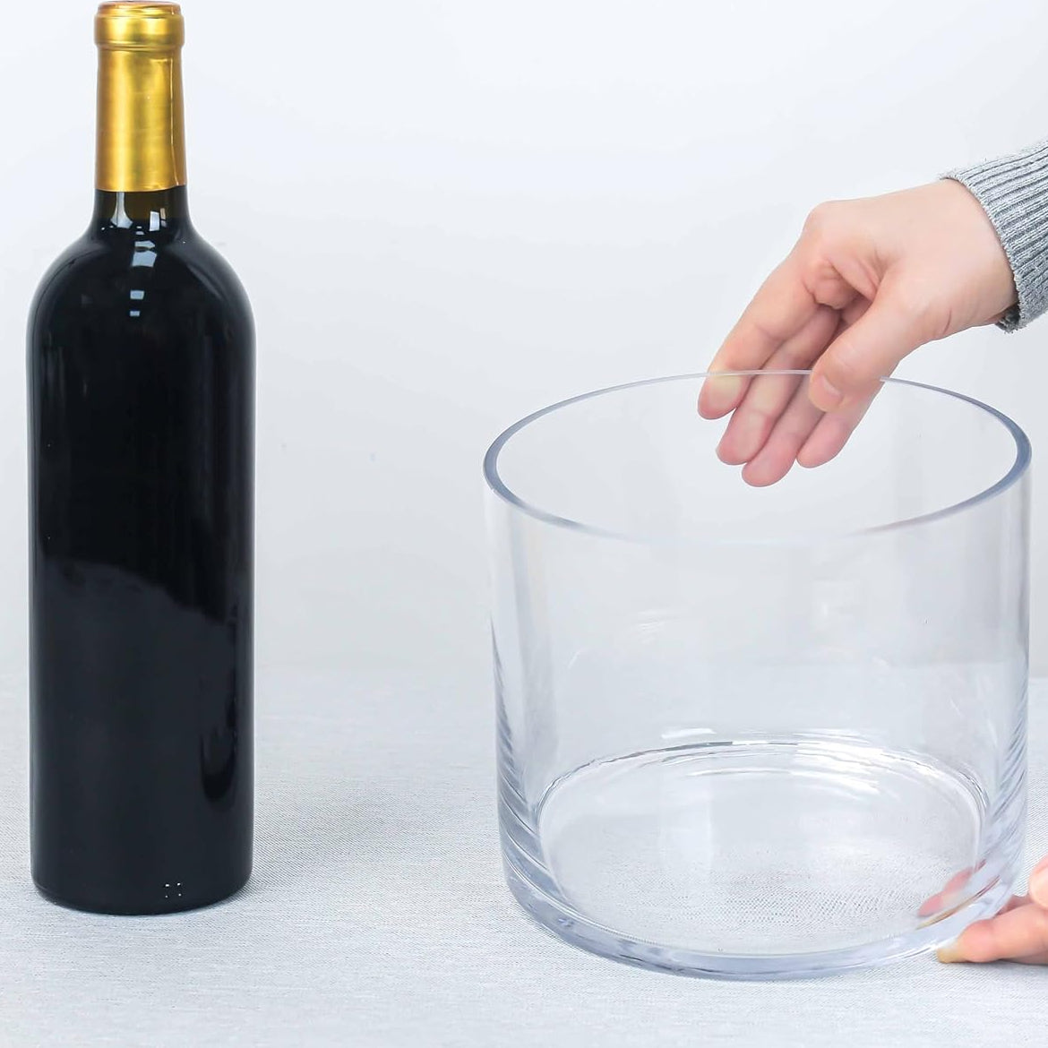 Hand-Blown Clear Glass Cylinder Vase