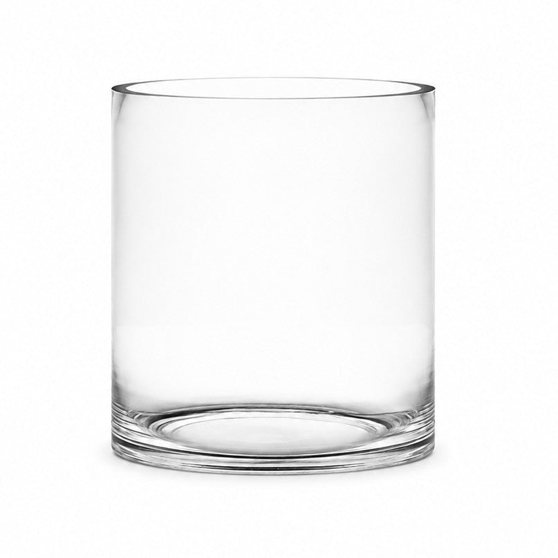 Hand-Blown Clear Glass Cylinder Vase