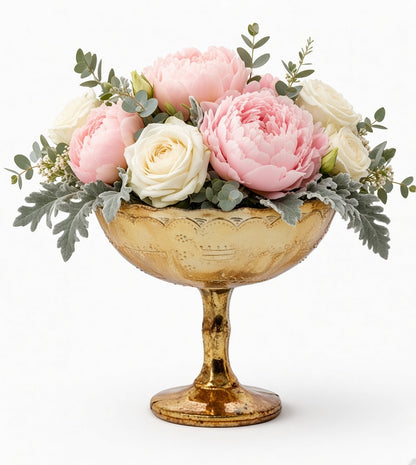 Mikayla Handmade Mercury Glass Compote Vase Vessel