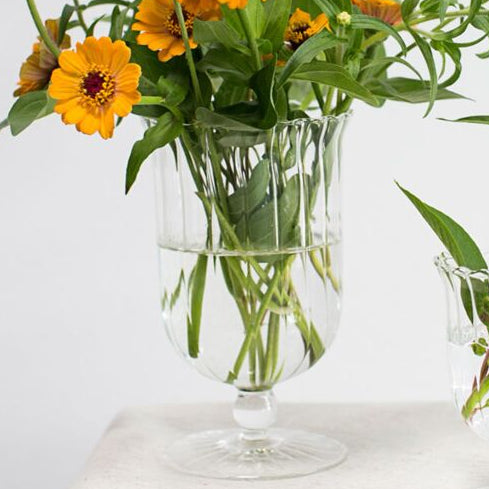 Classic Handmade Mouth-Blown Clear Glass Vase