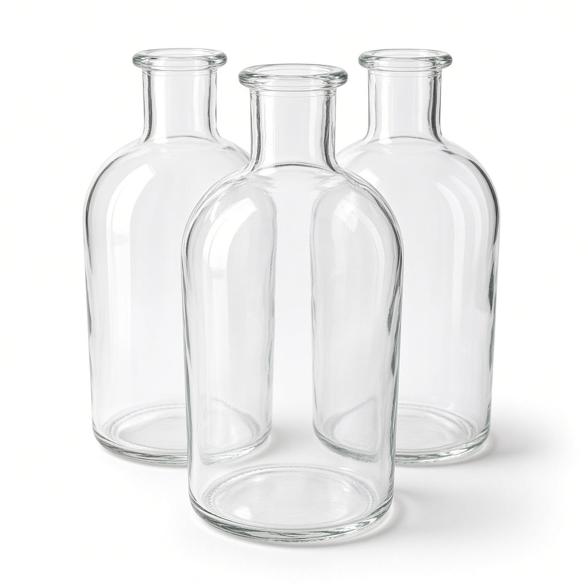 Juniper Clear Glass Bud Vase Bottle Set (SET OF 3)