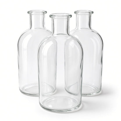 Juniper Clear Glass Bud Vase Bottle Set (SET OF 3)