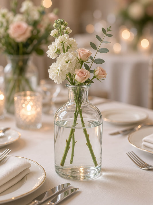 Juniper Clear Glass Bud Vase Bottle Set (SET OF 3)