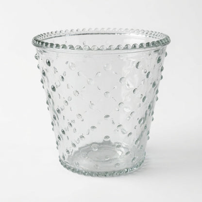 Luxe Clear Glass Vase with Raised Bubble Texture & Beaded Rim