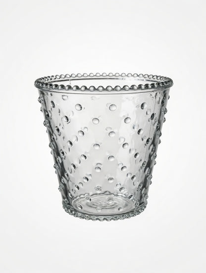 Luxe Clear Glass Vase with Raised Bubble Texture & Beaded Rim