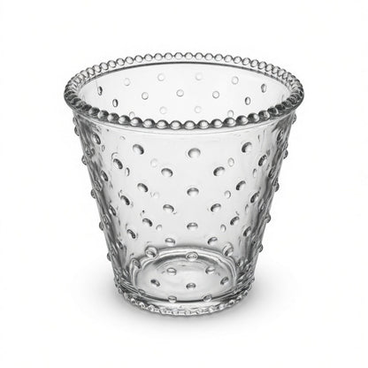 Luxe Clear Glass Vase with Raised Bubble Texture & Beaded Rim