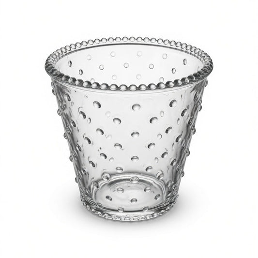 Luxe Clear Glass Vase with Raised Bubble Texture & Beaded Rim